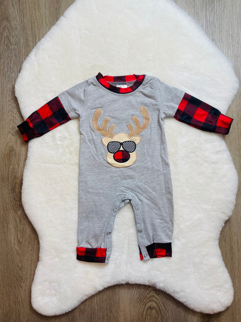 Bowtism Baby Boy Cool Reindeer Romper - Bowtism